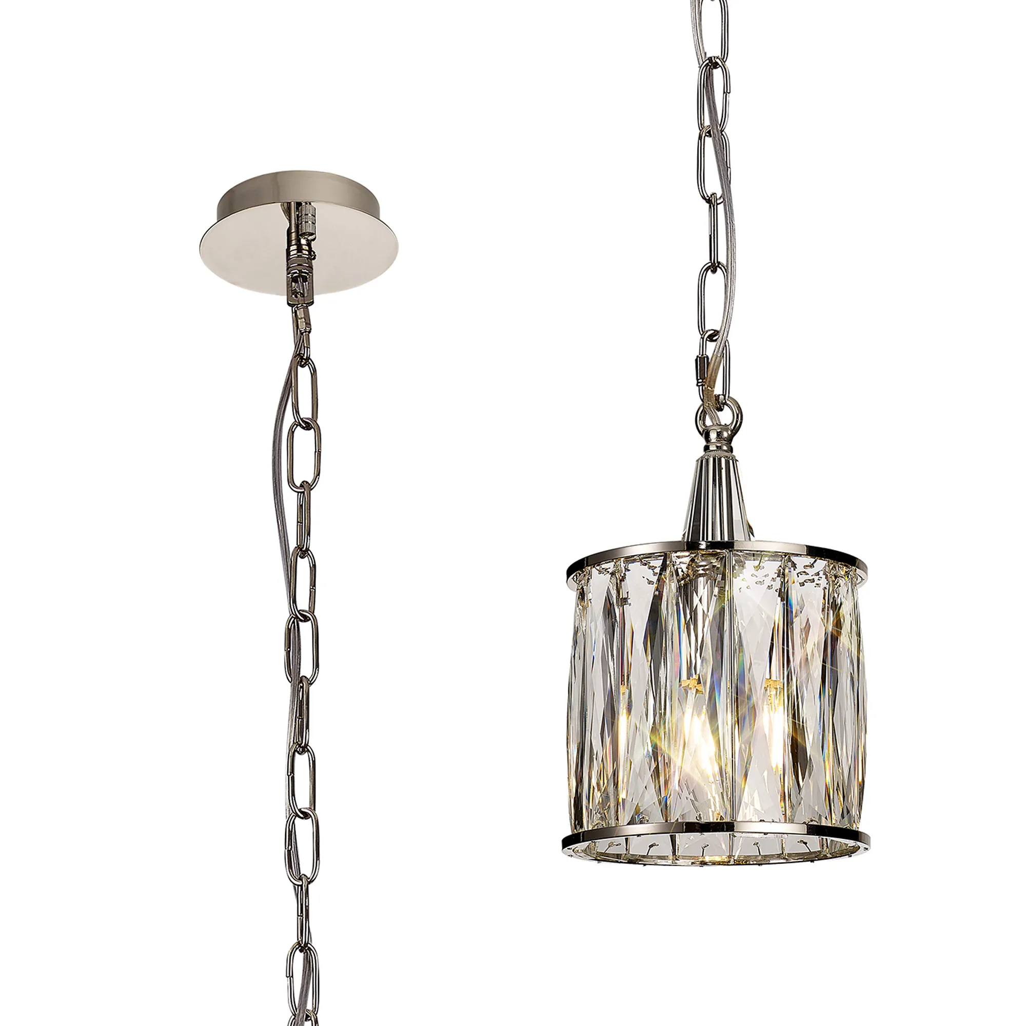 IL31817  Vivienne Crystal Pendant 1 Light Polished Nickel